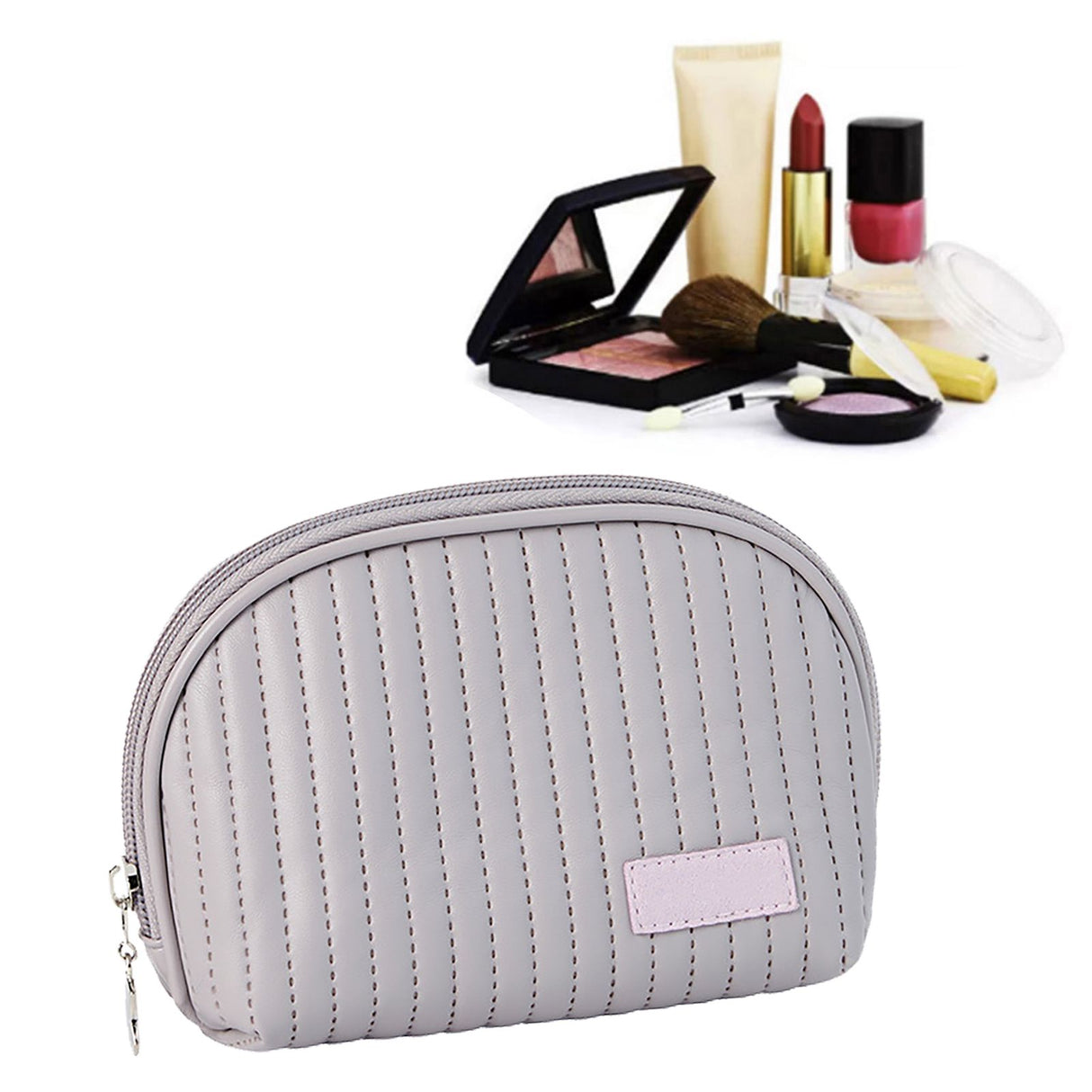 PU Leather Makeup Bag Portable Large Capacity Storage Travel Makeup Bag for Lipstick Cosmetic Purple