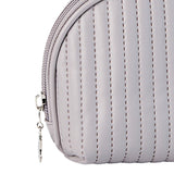 PU Leather Makeup Bag Portable Large Capacity Storage Travel Makeup Bag for Lipstick Cosmetic Purple - Close-Up Angle