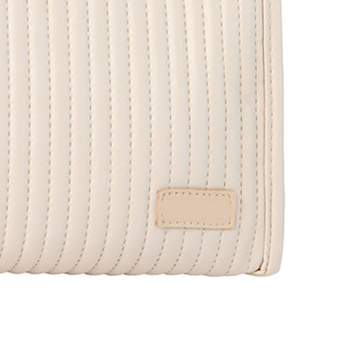 Cosmetic Bag Candy Color Large Capacity PU Leather Portable Travel Makeup Bag with Mesh Pocket Beige