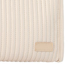 Cosmetic Bag Candy Color Large Capacity PU Leather Portable Travel Makeup Bag with Mesh Pocket Beige - Rear View