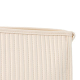 Cosmetic Bag Candy Color Large Capacity PU Leather Portable Travel Makeup Bag with Mesh Pocket Beige - Close-Up Angle