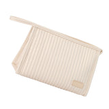 Cosmetic Bag Candy Color Large Capacity PU Leather Portable Travel Makeup Bag with Mesh Pocket Beige - Extra Image