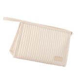 Cosmetic Bag Candy Color Large Capacity PU Leather Portable Travel Makeup Bag with Mesh Pocket Beige - Extra Image