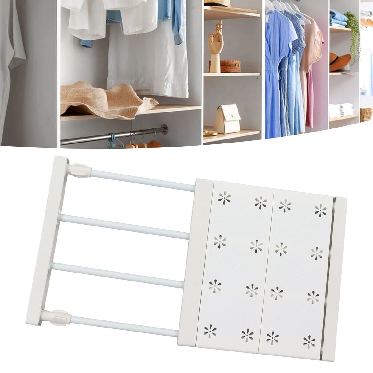 Wardrobe Partition Board Storage Extendable Rod Space Saving Layered Partition Board for Cabinet 11.8‑15.7in