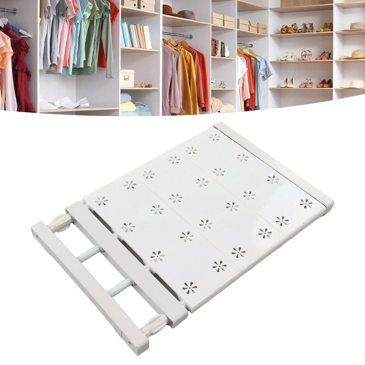 Wardrobe Partition Board Storage Extendable Rod Space Saving Layered Partition Board for Cabinet 15-23.6in
