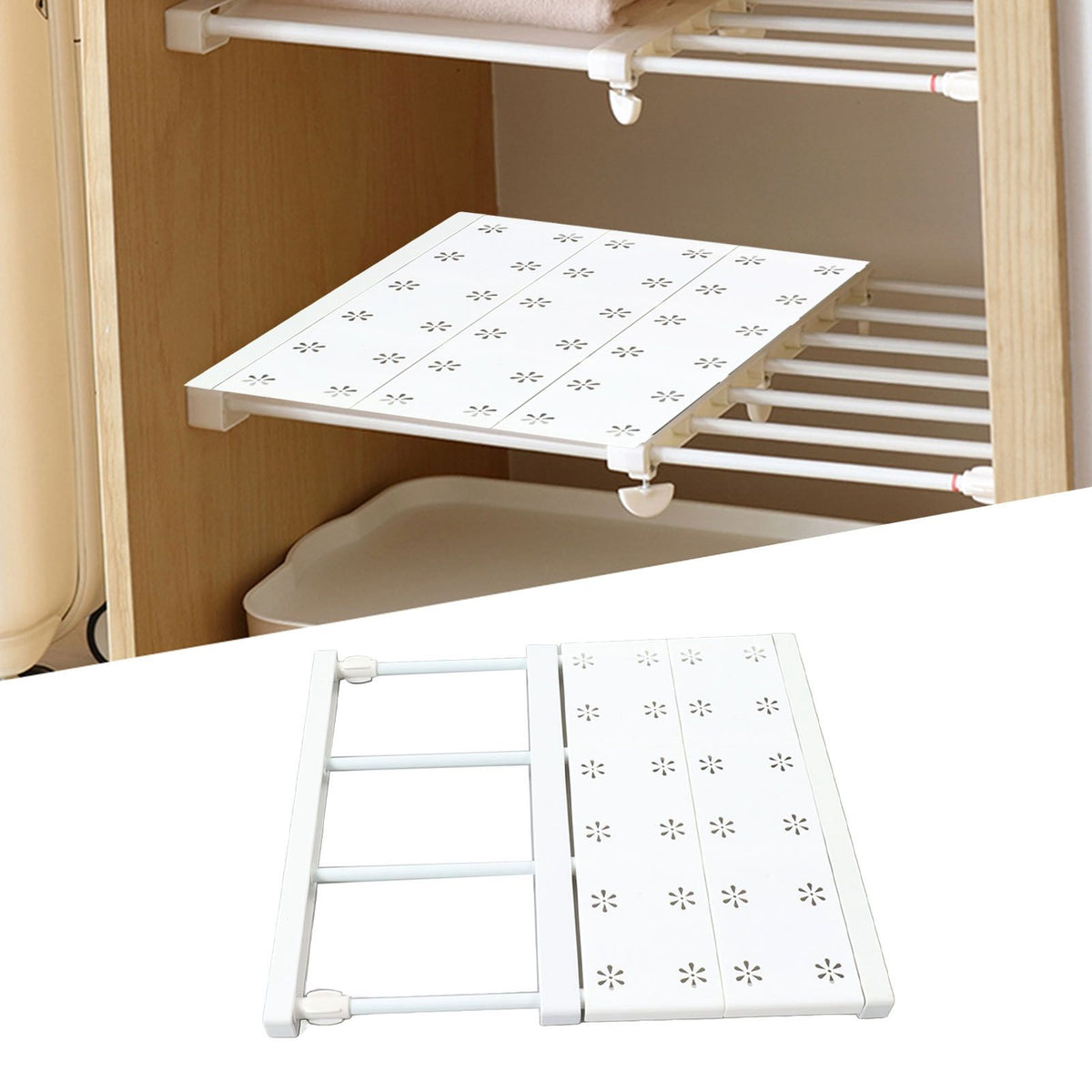 Tension Shelf Adjustable Space Saving Expandable Closet Organizer Dividers for Shoe Cabinet Closet Length 30‑40cm/11.8‑15.7in