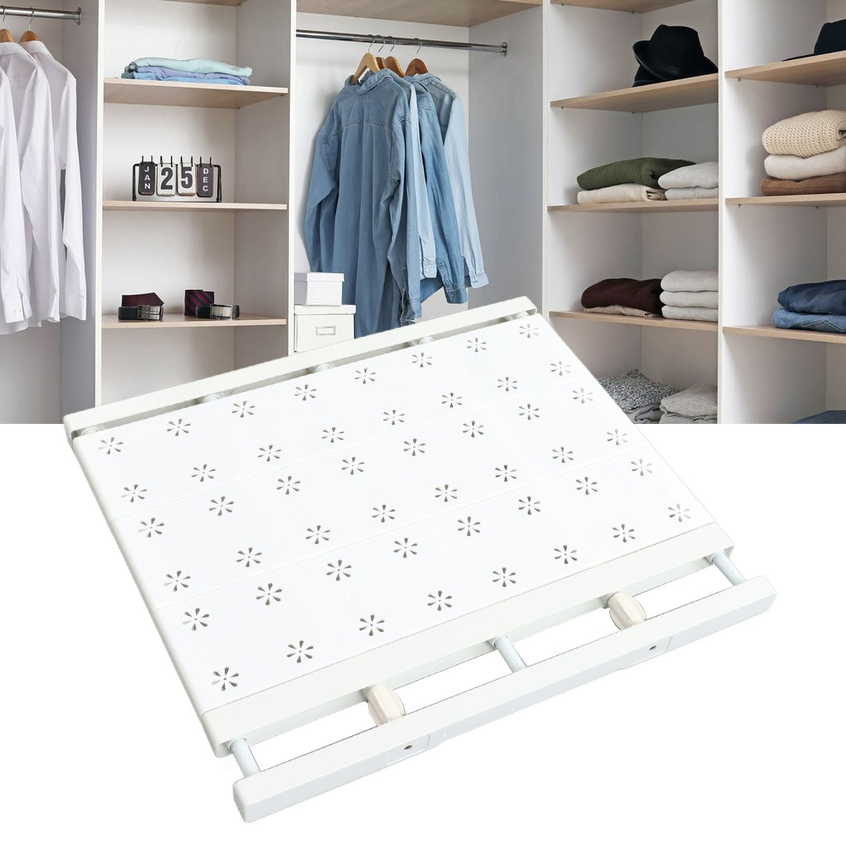 Expandable Closet Shelf Space Saving Punch Free Strong Bearing Capacity Wardrobe Clothes Dividers for Home 38-60cm/15.0-23.6in