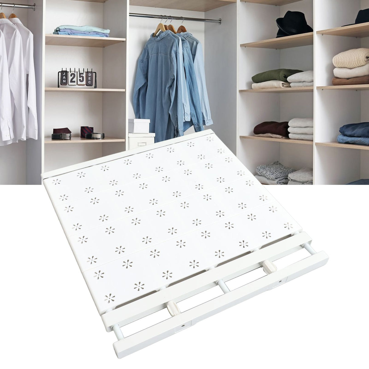 Expandable Closet Shelf Space Saving Punch Free Strong Bearing Capacity Wardrobe Clothes Dividers for Home 48‑80cm/18.9‑31.5in
