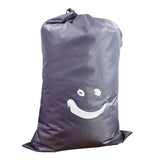 Laundry Bag Nylon Drawstring Cylinder for Household Travel Dirty Clothes Quilt Books Storage Dark Grey Smiling Face