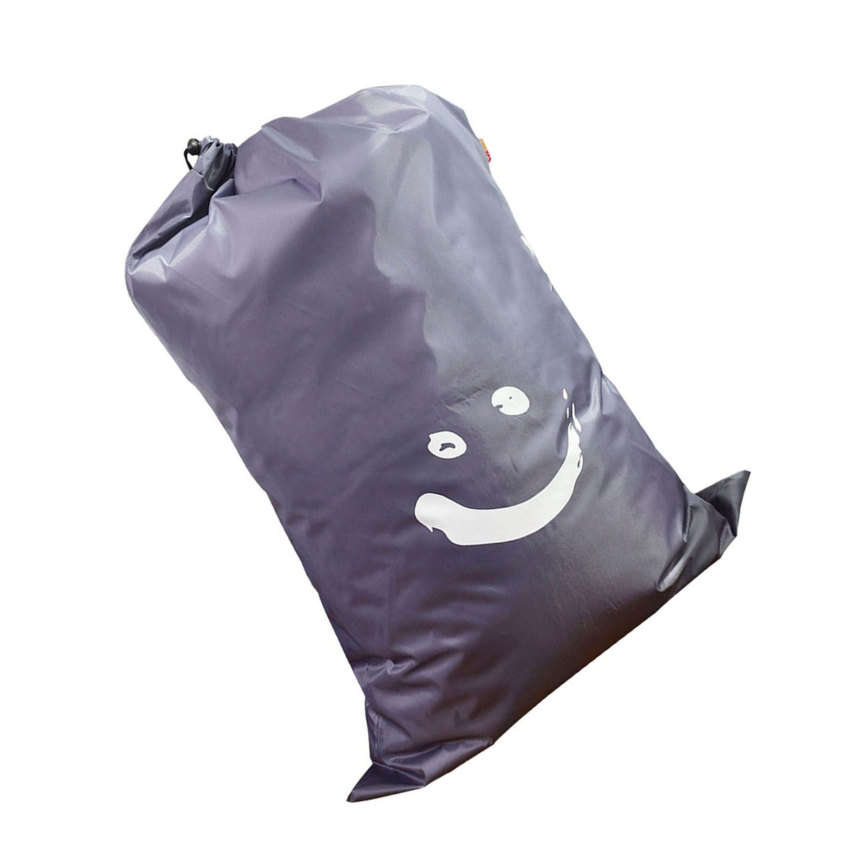 Laundry Bag Nylon Drawstring Cylinder for Household Travel Dirty Clothes Quilt Books Storage Dark Grey Smiling Face