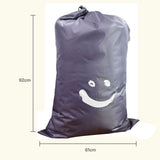 Laundry Bag Nylon Drawstring Cylinder for Household Travel Dirty Clothes Quilt Books Storage Dark Grey Smiling Face