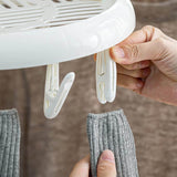 Round Drying Rack Clothes Hanger Plastic Round Laundry Hanger with Clips for Socks Underwear White - Rear View
