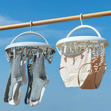Round Drying Rack Clothes Hanger Plastic Round Laundry Hanger with Clips for Socks Underwear White