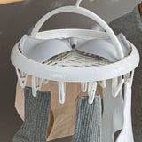 Round Drying Rack Clothes Hanger Plastic Round Laundry Hanger with Clips for Socks Underwear White - Extra Image