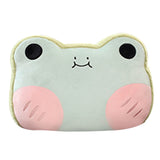Animal Shape Pillow Stuffed Cushion Toy Flannel Plush Animal Soft Pillow for Kids Christmas Gift Avocado Green Frog 40x30cm - Front View