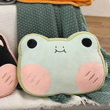 Animal Shape Pillow Stuffed Cushion Toy Flannel Plush Animal Soft Pillow for Kids Christmas Gift Avocado Green Frog 40x30cm - Extra Image