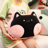 Animal Shape Pillow Stuffed Cushion Toy Flannel Plush Animal Soft Pillow for Kids Christmas Gift Cherry Pink Cat 40x30cm - Top-Down View