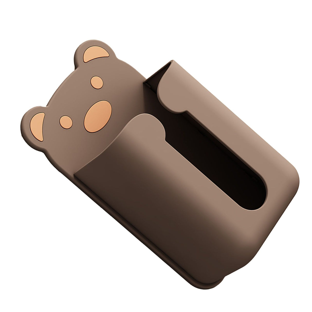 Wall Mounted Tissue Box Punching Free Cute Bear Pattern Plastic Tissue Dispenser for Home Bathroom Brown Bear