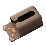 Wall Mounted Tissue Box Punching Free Cute Bear Pattern Plastic Tissue Dispenser for Home Bathroom Brown Bear