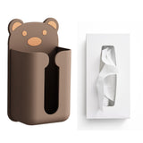 Wall Mounted Tissue Box Punching Free Cute Bear Pattern Plastic Tissue Dispenser for Home Bathroom Brown Bear - 45-Degree Angle