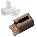 Wall Mounted Tissue Box Punching Free Cute Bear Pattern Plastic Tissue Dispenser for Home Bathroom Brown Bear