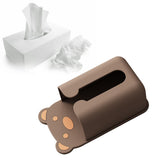 Wall Mounted Tissue Box Punching Free Cute Bear Pattern Plastic Tissue Dispenser for Home Bathroom Brown Bear - Rear View