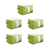 5Pcs Clothing Folding Storage Bag Dustproof Quilt Organizer Non Woven Fabric Large Size Green