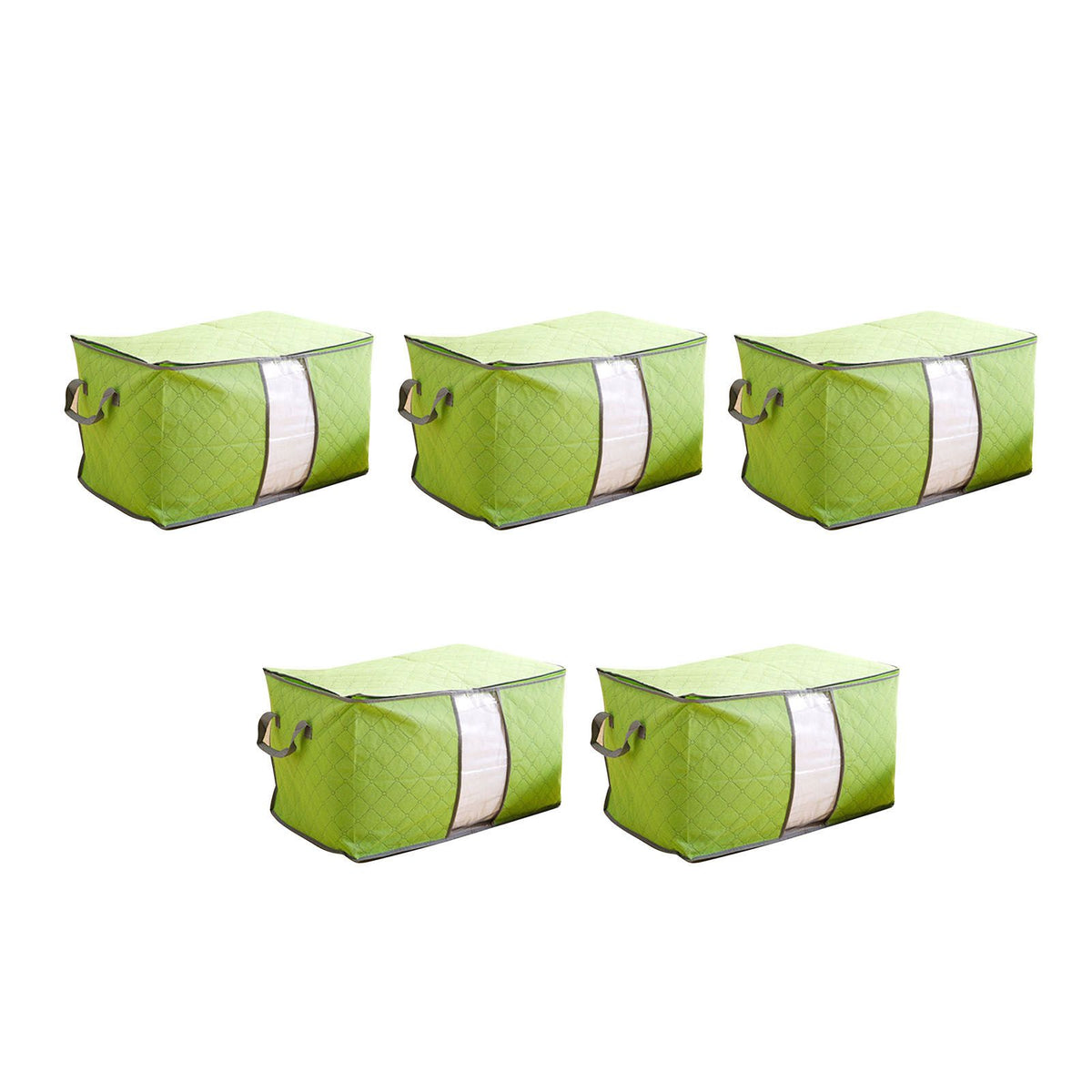 5Pcs Clothing Folding Storage Bag Dustproof Quilt Organizer Non Woven Fabric Large Size Green