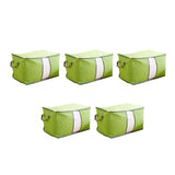 5Pcs Clothing Folding Storage Bag Dustproof Quilt Organizer Non Woven Fabric Large Size Green - Front View