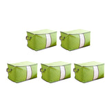 5Pcs Clothing Folding Storage Bag Dustproof Quilt Organizer Non Woven Fabric Large Size Green