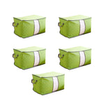 5Pcs Clothing Folding Storage Bag Dustproof Quilt Organizer Non Woven Fabric Large Size Green