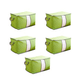 5Pcs Clothing Folding Storage Bag Dustproof Quilt Organizer Non Woven Fabric Large Size Green - Top-Down View