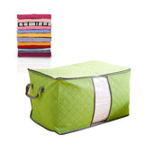 5Pcs Clothing Folding Storage Bag Dustproof Quilt Organizer Non Woven Fabric Large Size Green - Rear View