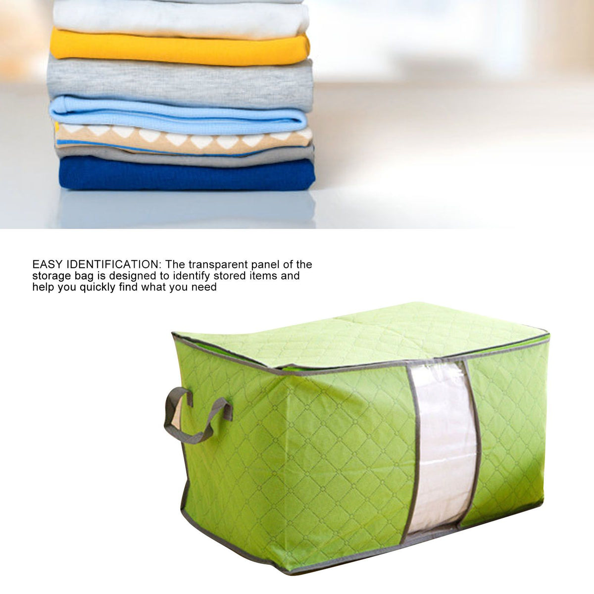 5Pcs Clothing Folding Storage Bag Dustproof Quilt Organizer Non Woven Fabric Large Size Green
