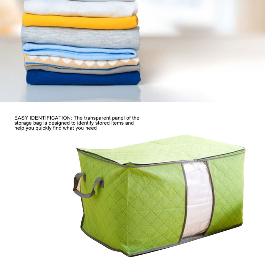 5Pcs Clothing Folding Storage Bag Dustproof Quilt Organizer Non Woven Fabric Large Size Green