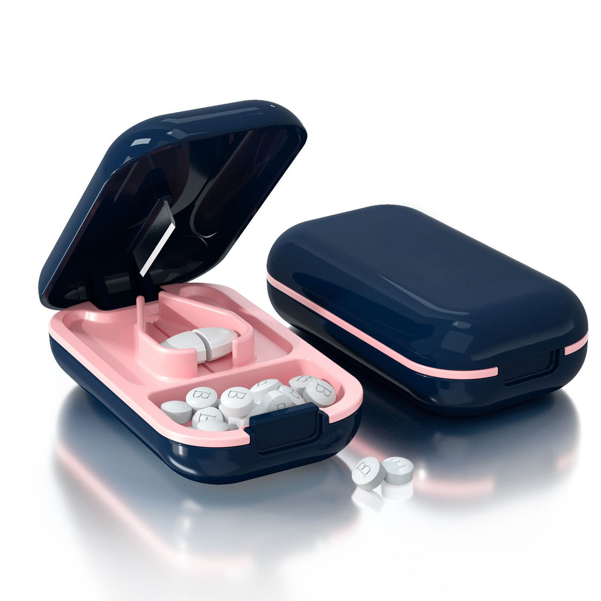 Portable Tablet Cutter Box Medicine Cutting Dispenser Household Medicines Supplement Case