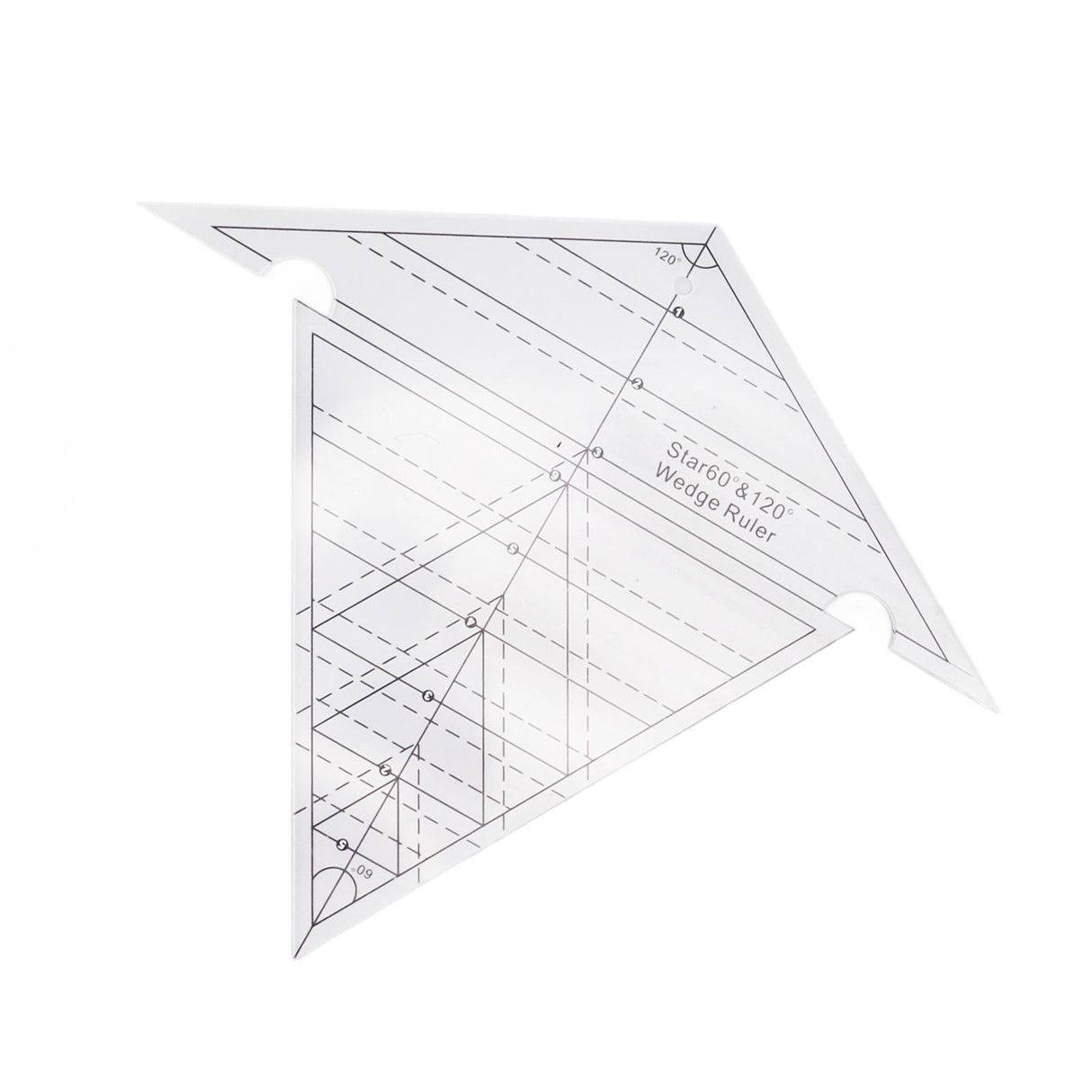 Sewing Wedge Ruler 60 Degree and 120 Degree Acrylic Transparent Precise Scale Reusable Quilting Ruler for DIY Design