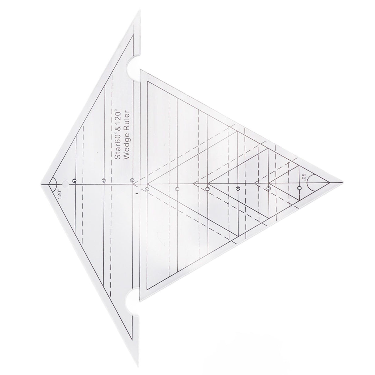 Sewing Wedge Ruler 60 Degree and 120 Degree Acrylic Transparent Precise Scale Reusable Quilting Ruler for DIY Design