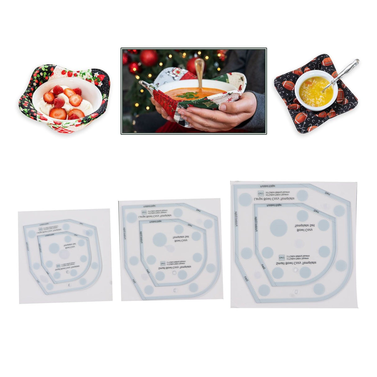 6in 8in 10in 3 Sizes Bowl Cozy Template Acrylic Bowl Cozy Pattern Template Cutting Ruler Set