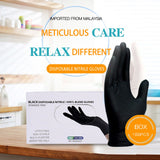 100PCS Food Gloves PVC High Elastic Protective Gloves for Cleaning Catering Black L