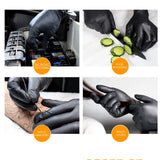 100PCS Food Gloves PVC High Elastic Protective Gloves for Cleaning Catering Black L