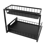 Under Sink Organizer L Shape 2 Tier Slide Out Sink Shelf for Under Kitchen Bathroom Sink Organizers and Storage Black