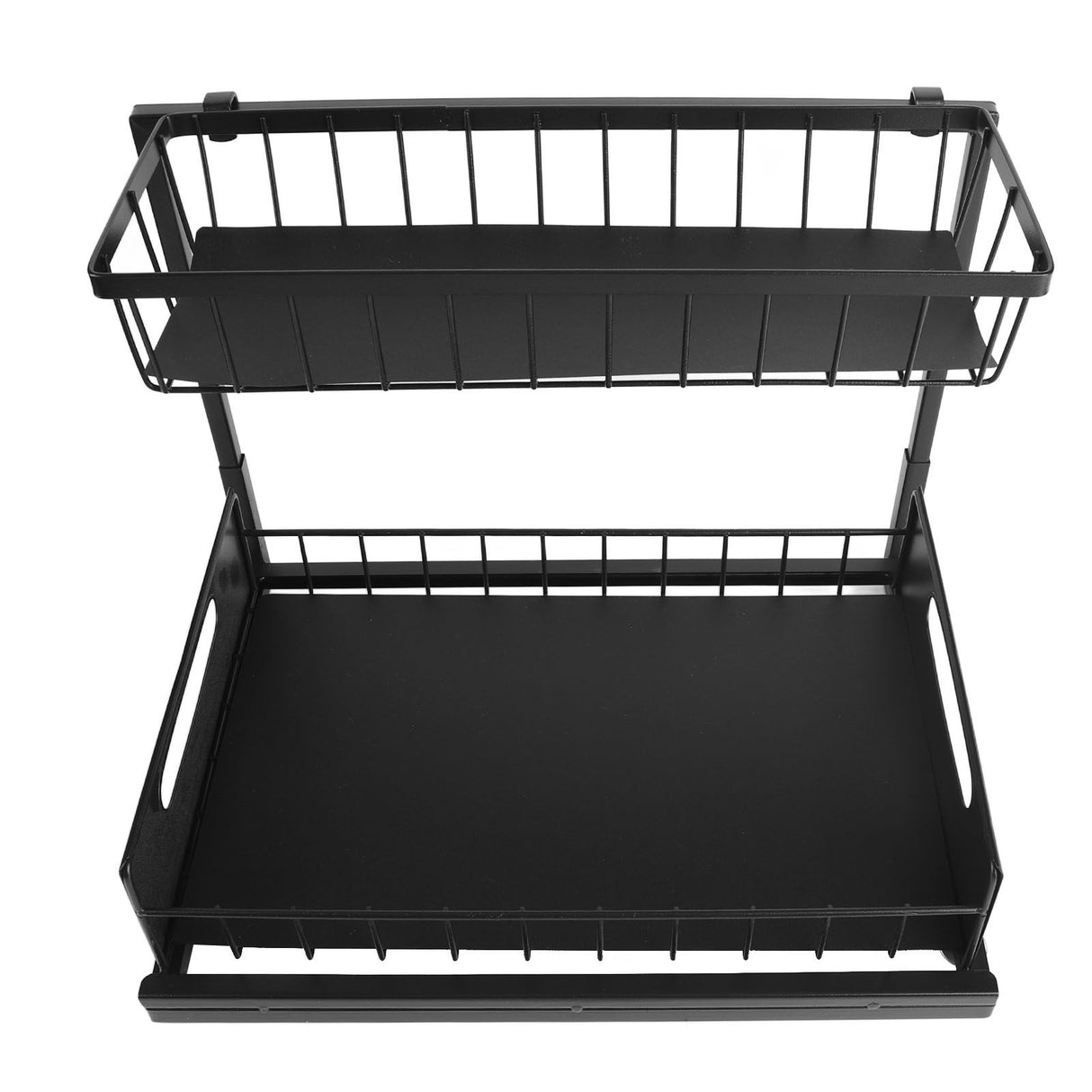 Under Sink Organizer L Shape 2 Tier Slide Out Sink Shelf for Under Kitchen Bathroom Sink Organizers and Storage Black