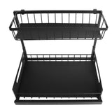 Under Sink Organizer L Shape 2 Tier Slide Out Sink Shelf for Under Kitchen Bathroom Sink Organizers and Storage Black
