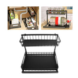 Under Sink Organizer L Shape 2 Tier Slide Out Sink Shelf for Under Kitchen Bathroom Sink Organizers and Storage Black