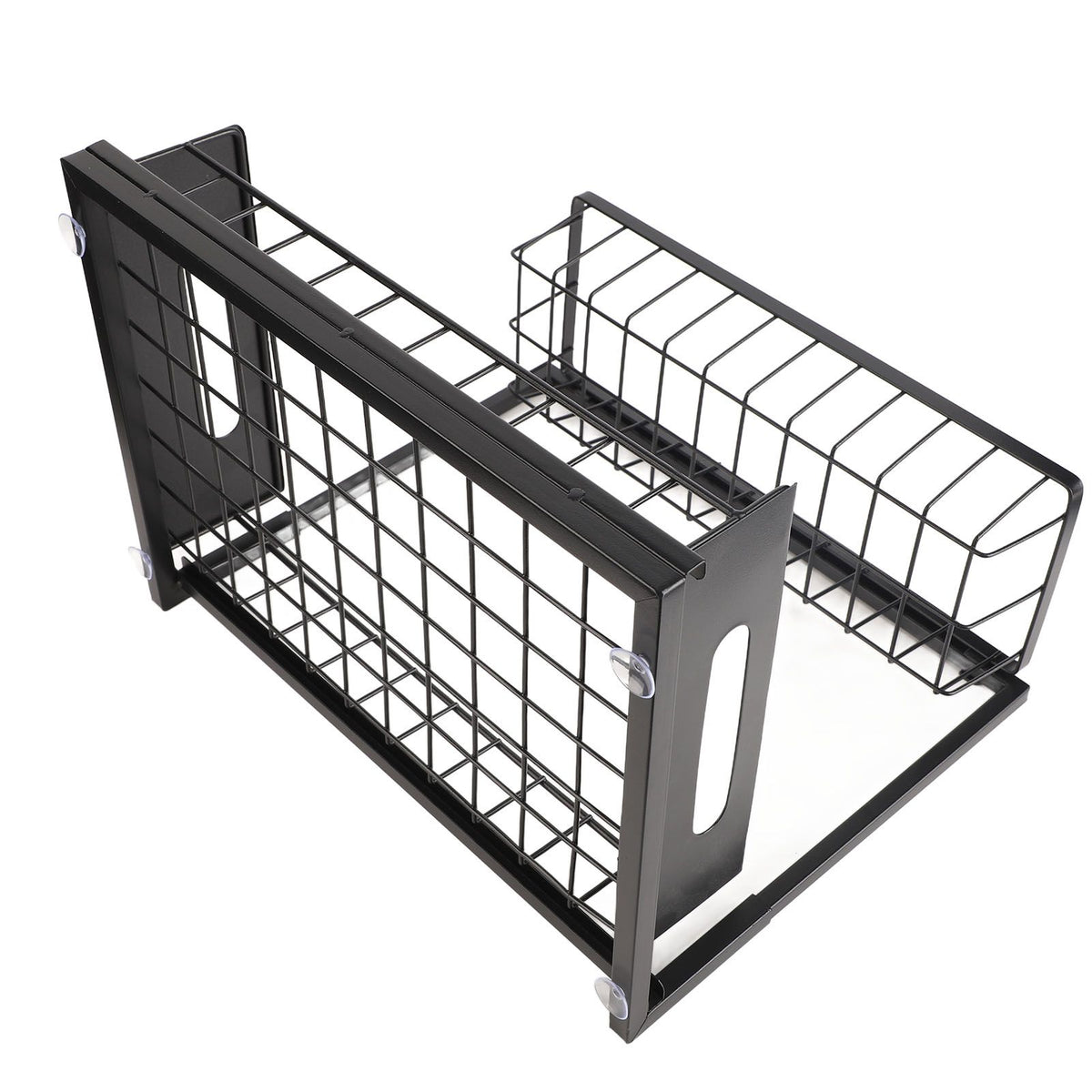 Under Sink Organizer L Shape 2 Tier Slide Out Sink Shelf for Under Kitchen Bathroom Sink Organizers and Storage Black