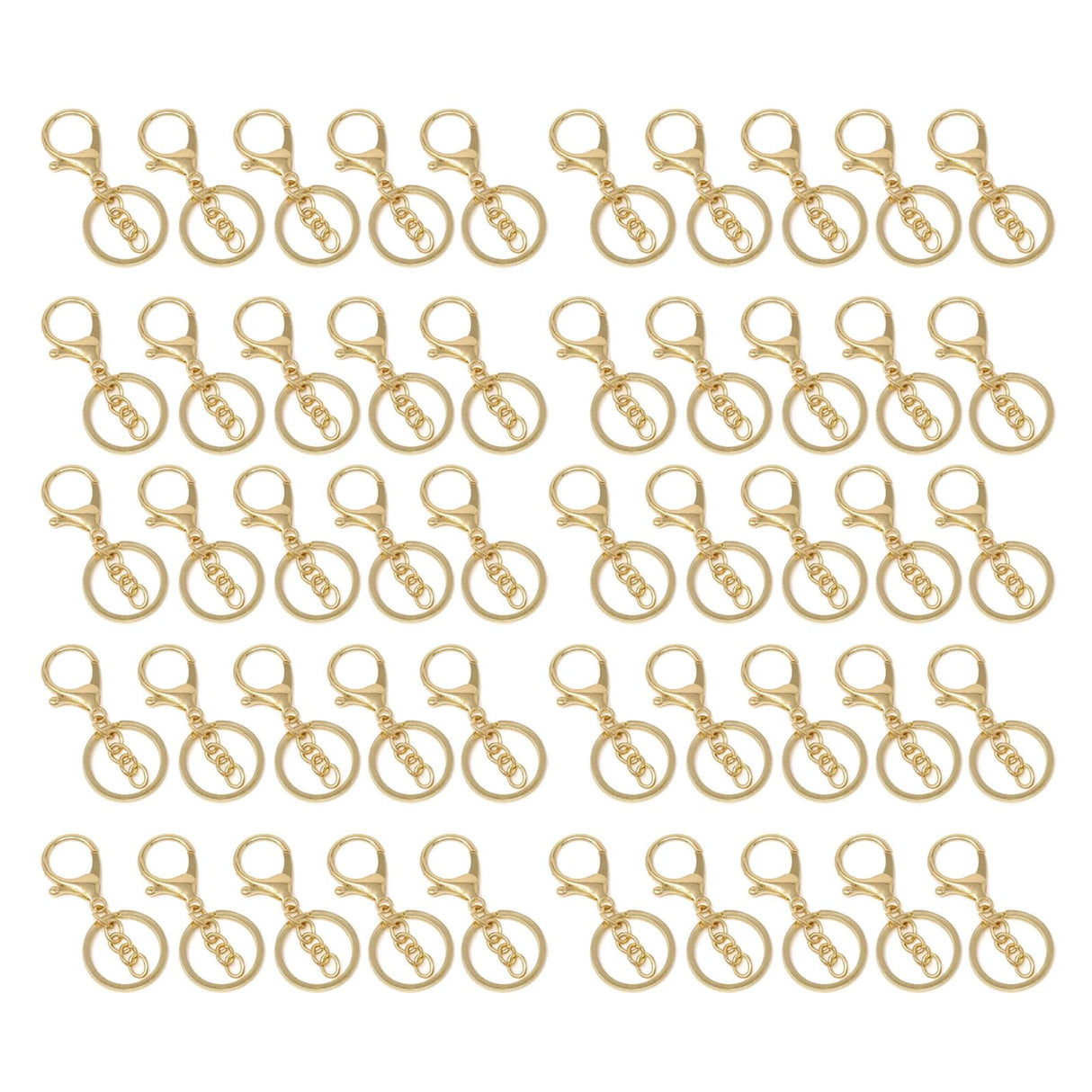50PCS Key Chain Ring Alloy Golden Polished DIY Handcraft Metal Key Rings with Chain for Travel