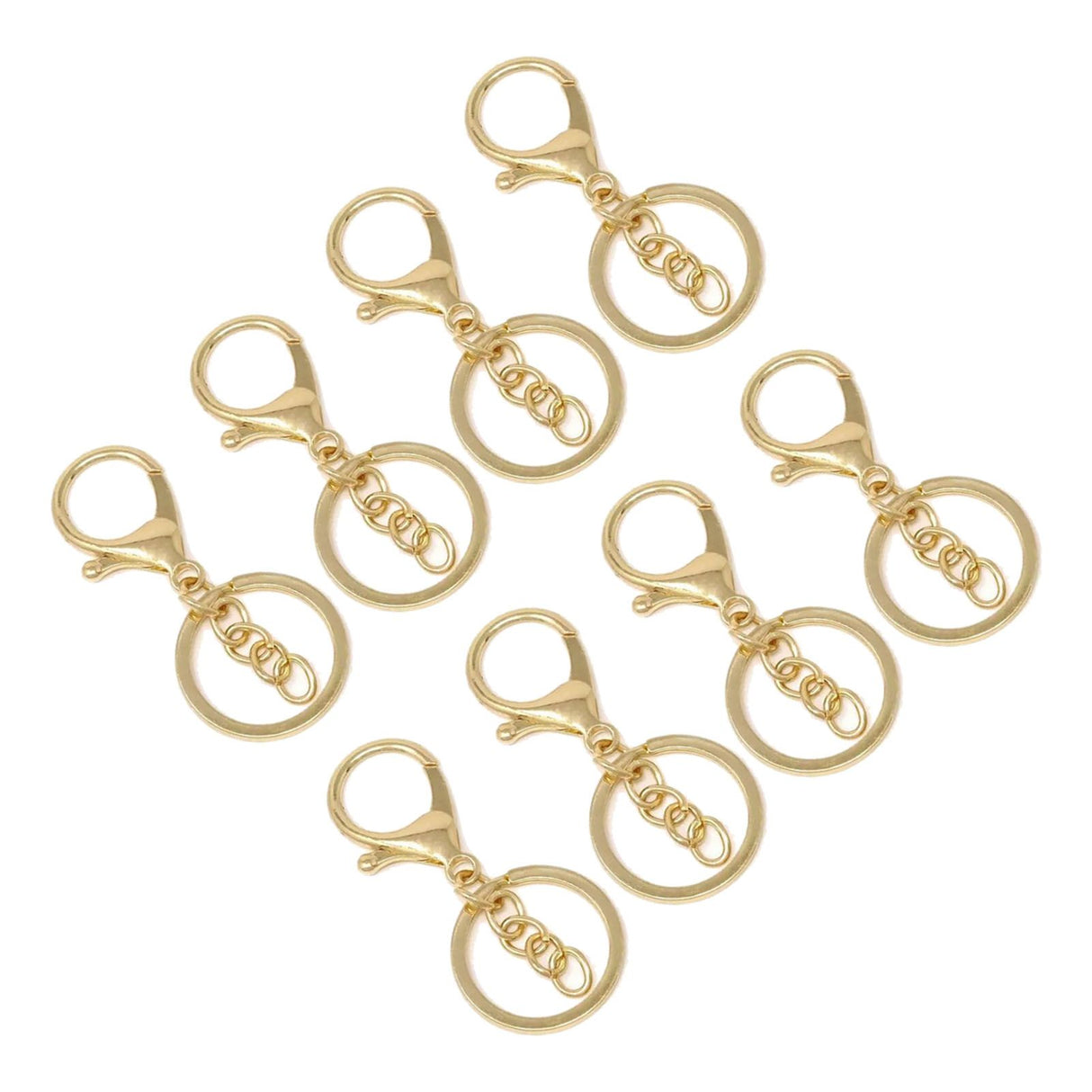 50PCS Key Chain Ring Alloy Golden Polished DIY Handcraft Metal Key Rings with Chain for Travel