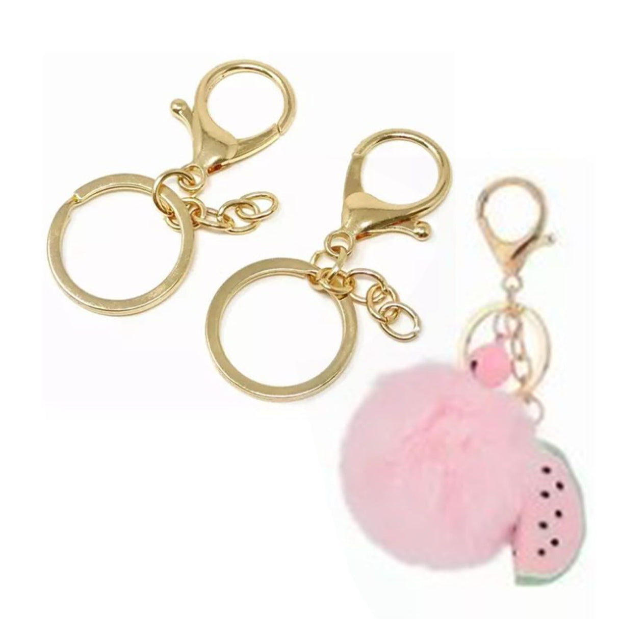 50PCS Key Chain Ring Alloy Golden Polished DIY Handcraft Metal Key Rings with Chain for Travel