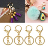 50PCS Key Chain Ring Alloy Golden Polished DIY Handcraft Metal Key Rings with Chain for Travel